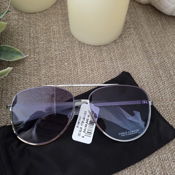 Vince Camuto Silver and Purple Aviator Sunglasses - Picture 2 of 5
